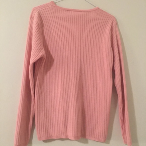 Pink v-neck button down cardigan - Picture 4 of 8